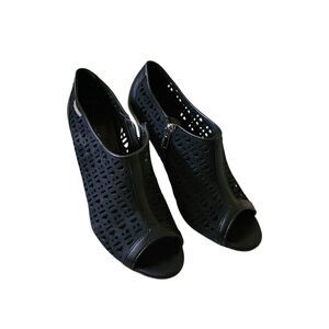 Calvin Klein Heels Womens 7.5 Black Open Toe Side Zip Stiletto‎ Kailani Bootie